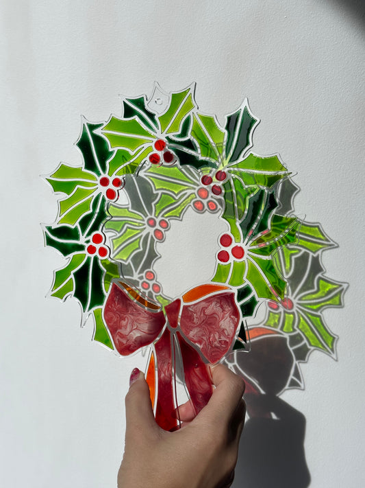 Holly Wreath Sun Catcher