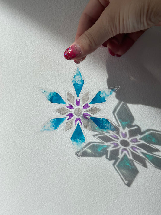 Blue Ombre Snowflake Glass Ornament